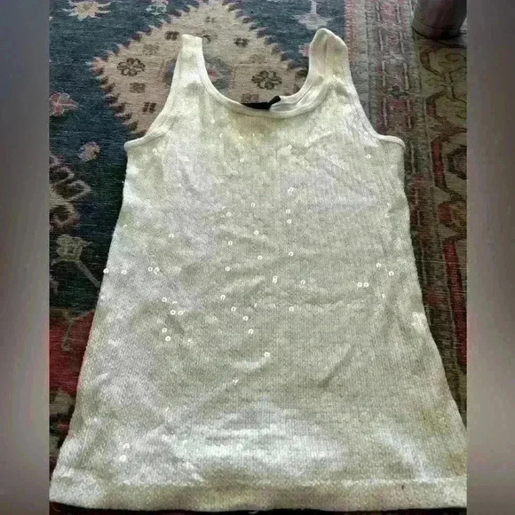 White sequined tank top by The Limited size Medium. Timeless! - Picture 1 of 5